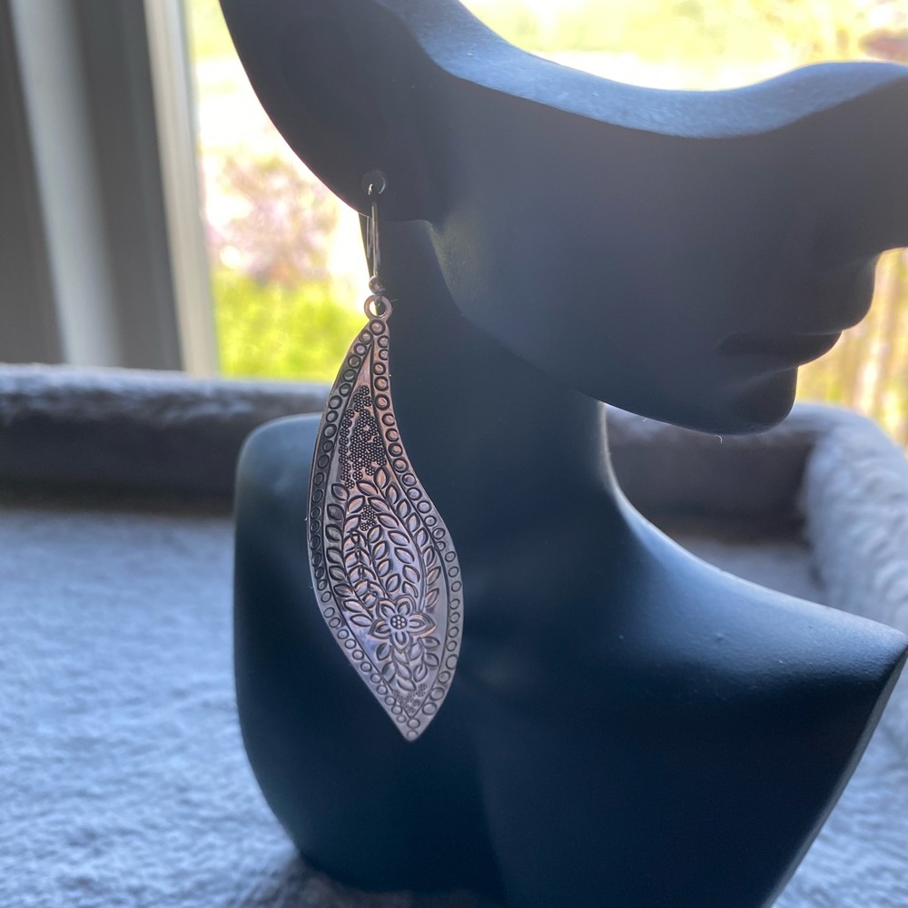 Sterling Silver Floral Etched Earrings